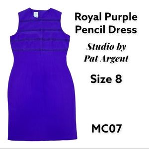 Royal purple sleeveless pencil dress. Size 8